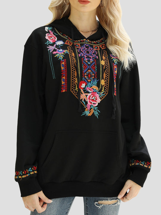 Chic Ethnic Handmade Embroidered Loose-fitting Hoodie