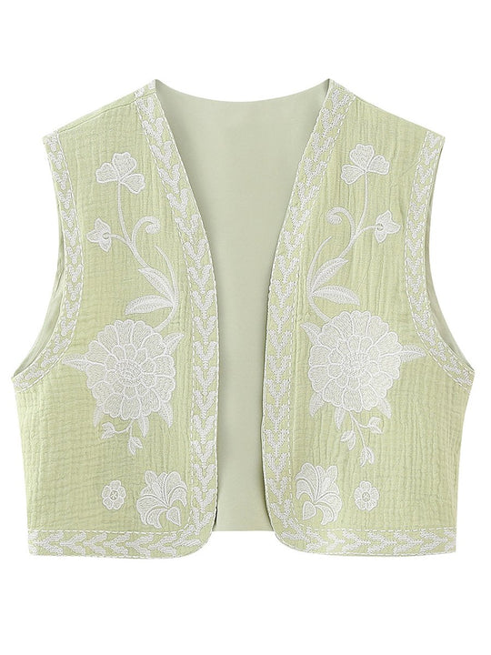 Floral Embroidered Vest