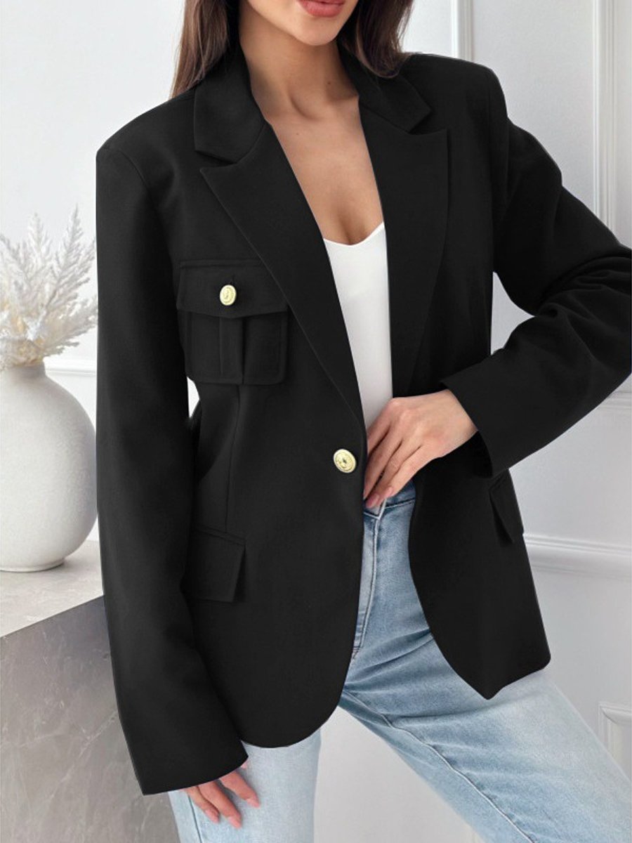 Long Sleeve Button Pocket Blazer