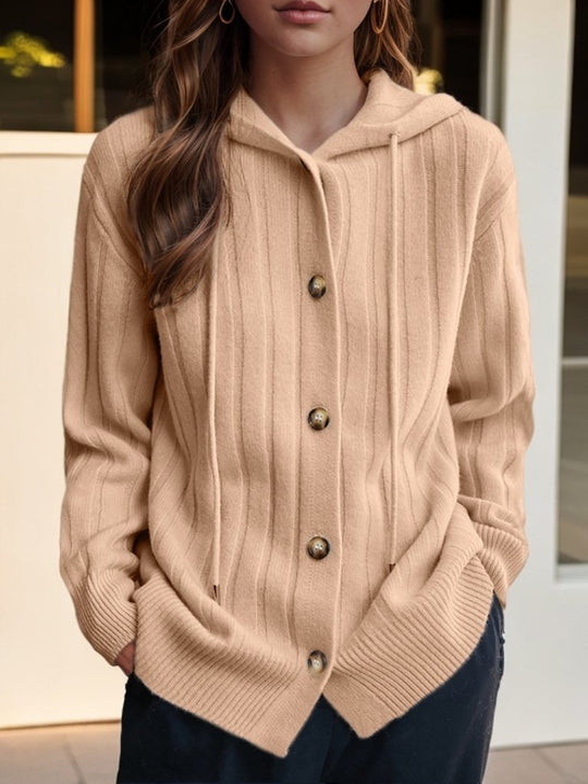 Casual Hooded Thick Ribbed Knited Cardigan Jacket