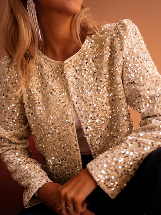 Stylish Shinning Sequine Cropped Jacket