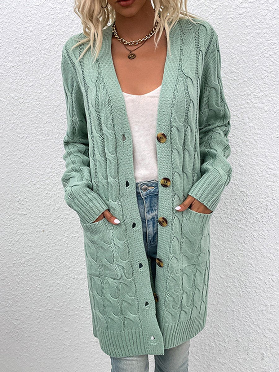 Cable Button Knit Cardigan