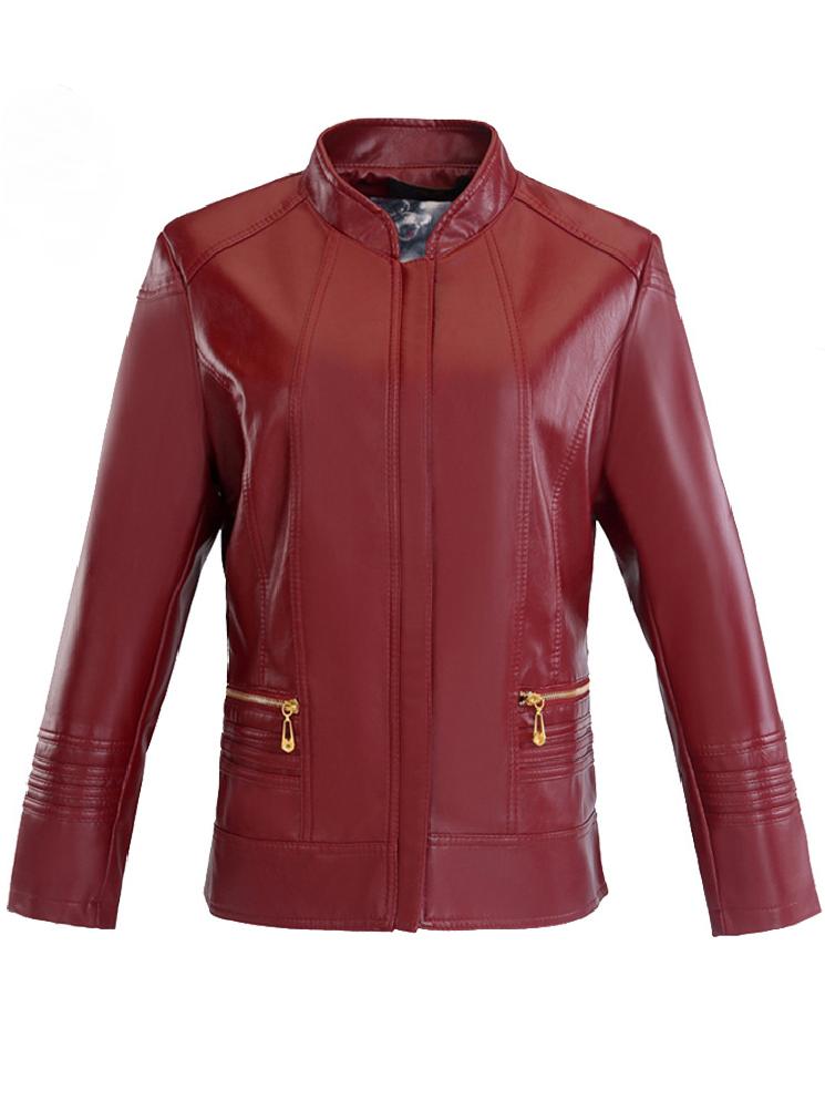 Stylish Stand Collar Lightweight Short Leather Jacket