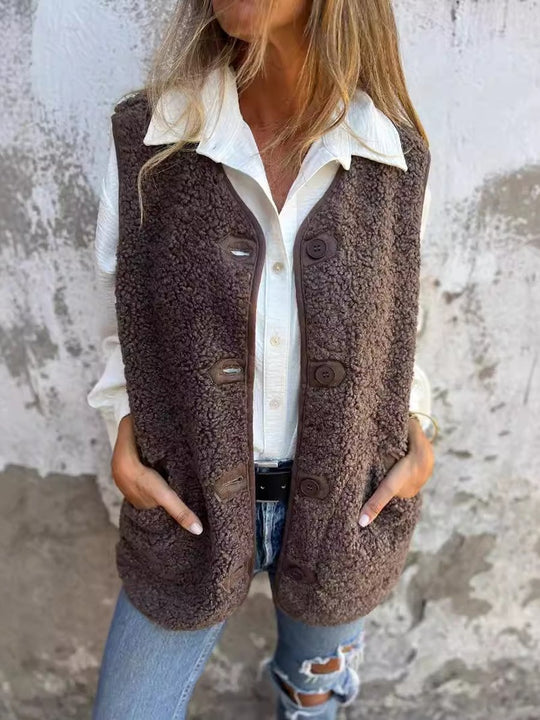 Women's Polar Fleece Button Vest