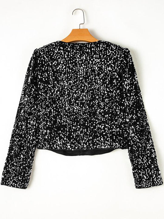 Stylish Shinning Sequine Cropped Jacket