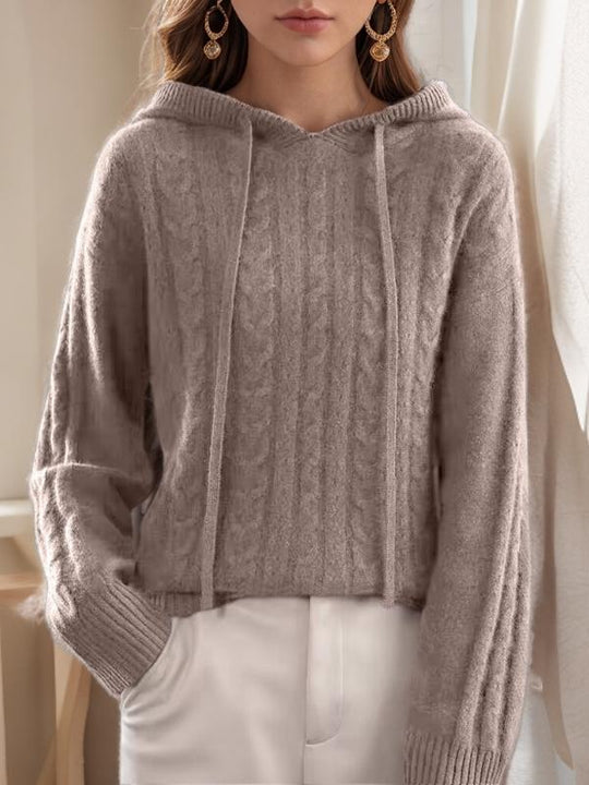 Leisure Jacquard Knit Hooded Pullover Sweater