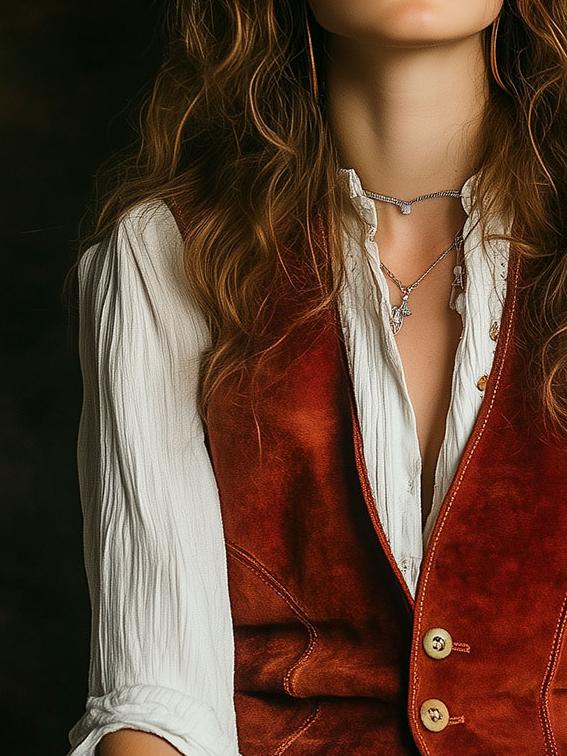 Boho V-neck Button Down Suede Waistcoat