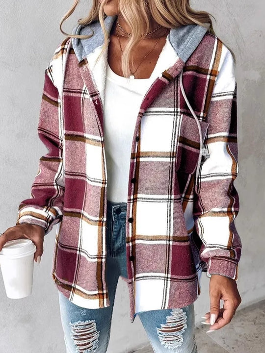 Women's Plaid Fleece Hooded Sweatshirt