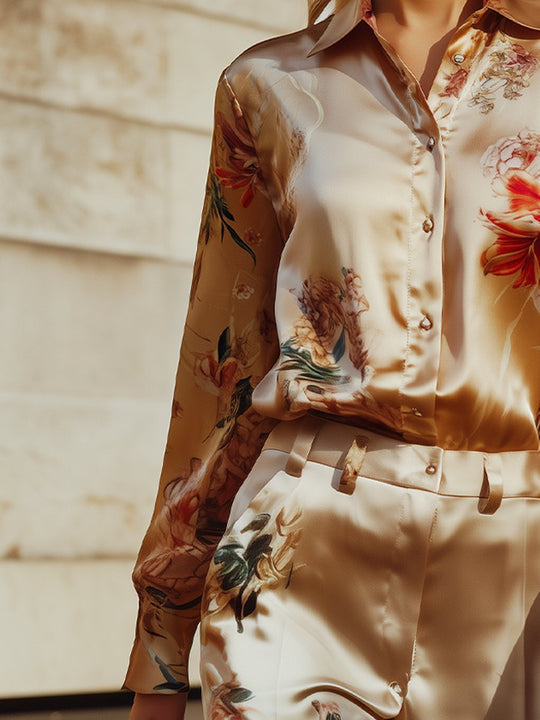 Radiant Satin Floral Shirts