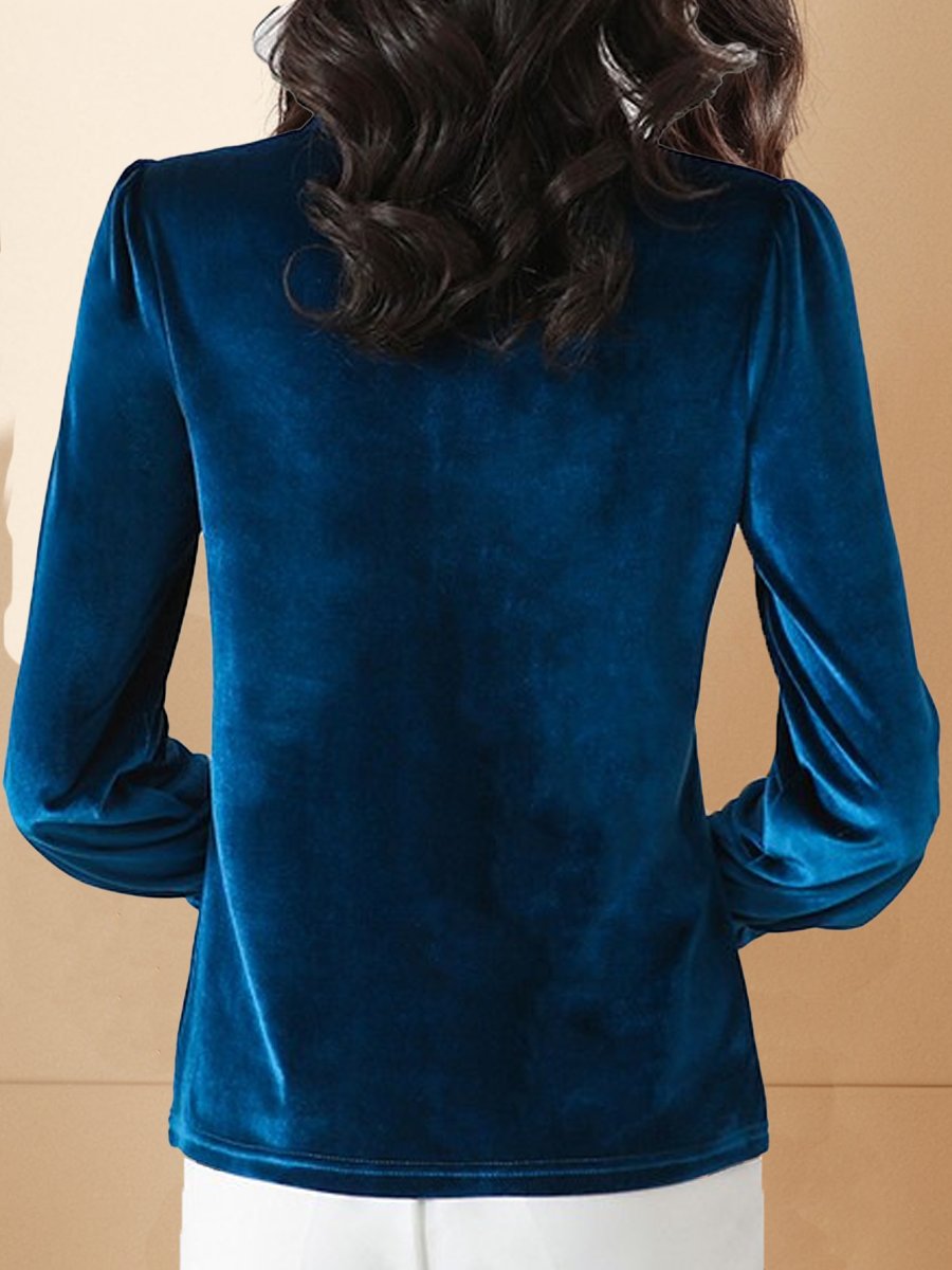 Gold Velvet Ruffled Bottoming Shirt