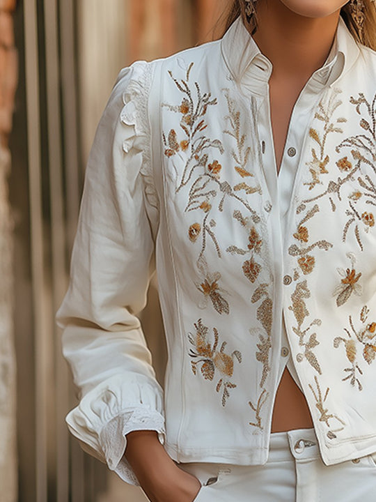 Ivory Elegance Embroidered Shirts