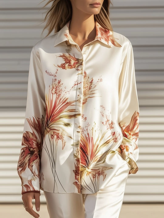 Sunset Bloom Satin Blouse