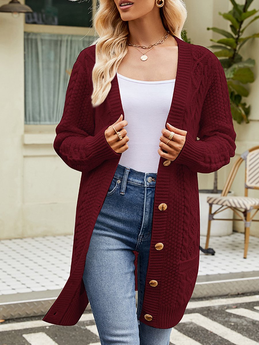 Cable Knit V-Neck Cardigan