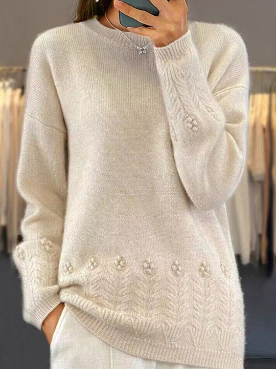 Round Neck Vintage Crochet Sweater