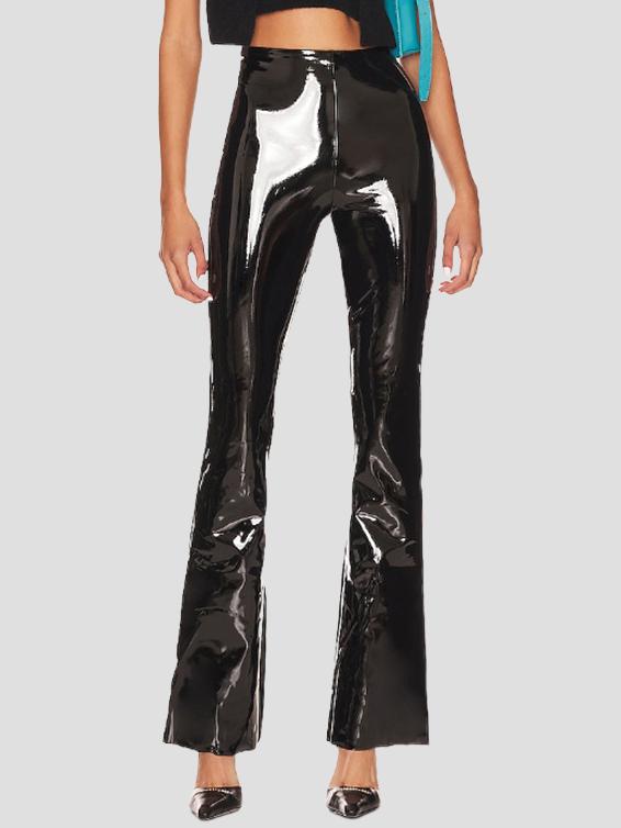 Stylish High-waist PU Patent Leather Pants