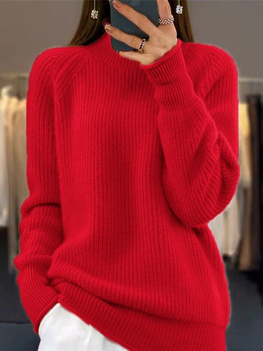 Turtleneck Solid Color Knitted Sweater