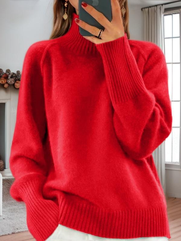 Basic Solid Color Turtleneck Thick Knit Pullover Sweater