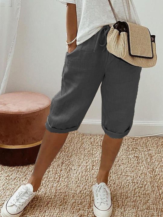 Cotton Linen Pocket Casual Shorts