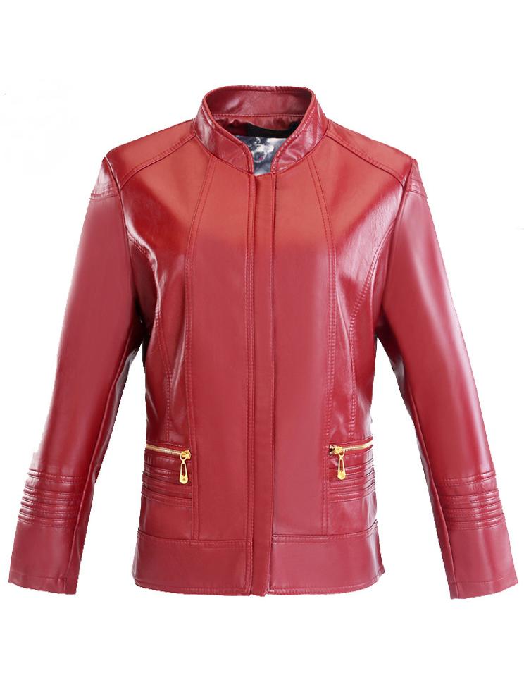 Stylish Stand Collar Lightweight Short Leather Jacket