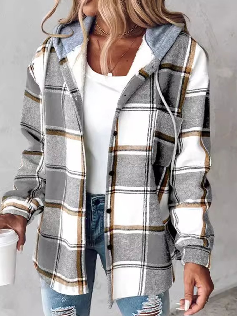 Women's Plaid Fleece Hooded Sweatshirt