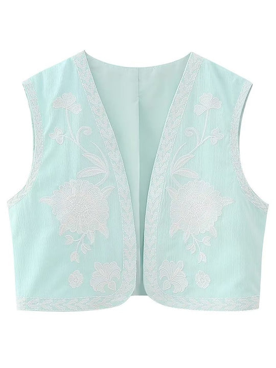 Floral Embroidered Vest