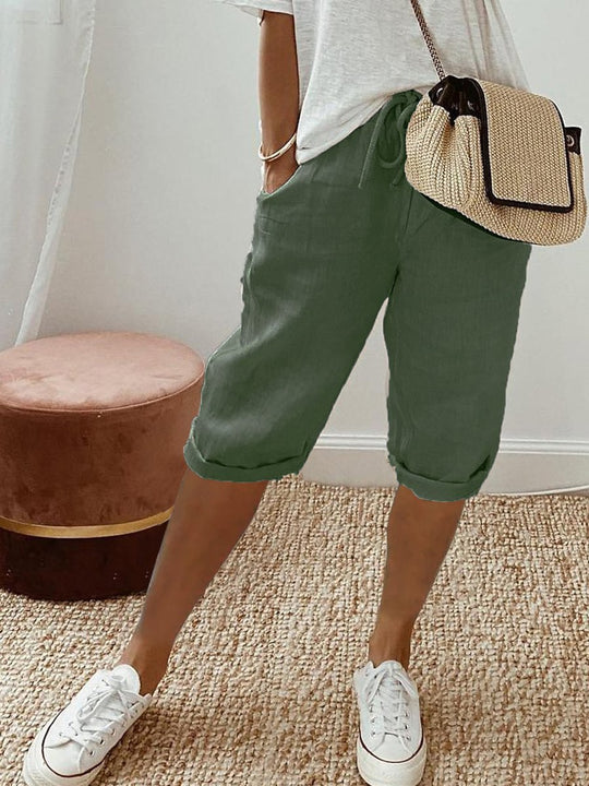 Cotton Linen Pocket Casual Shorts