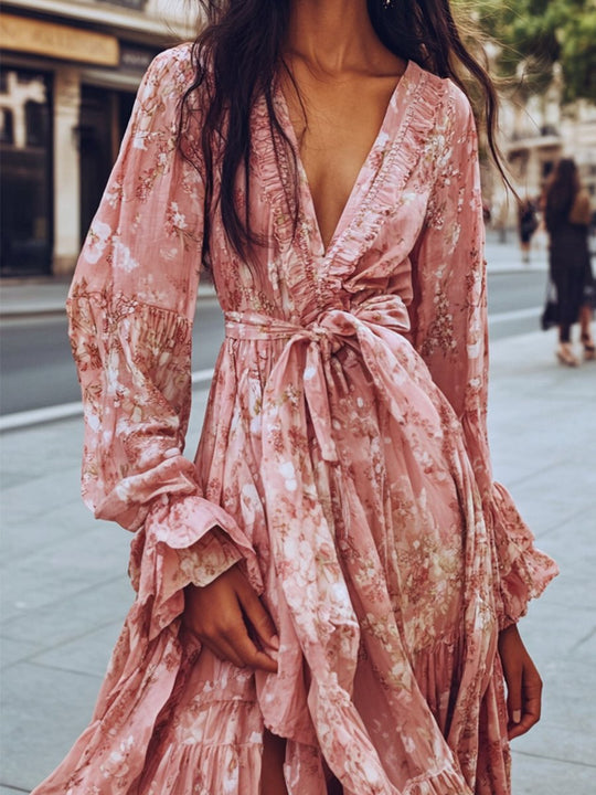 Rosewood Charm Floral Wrap Dress