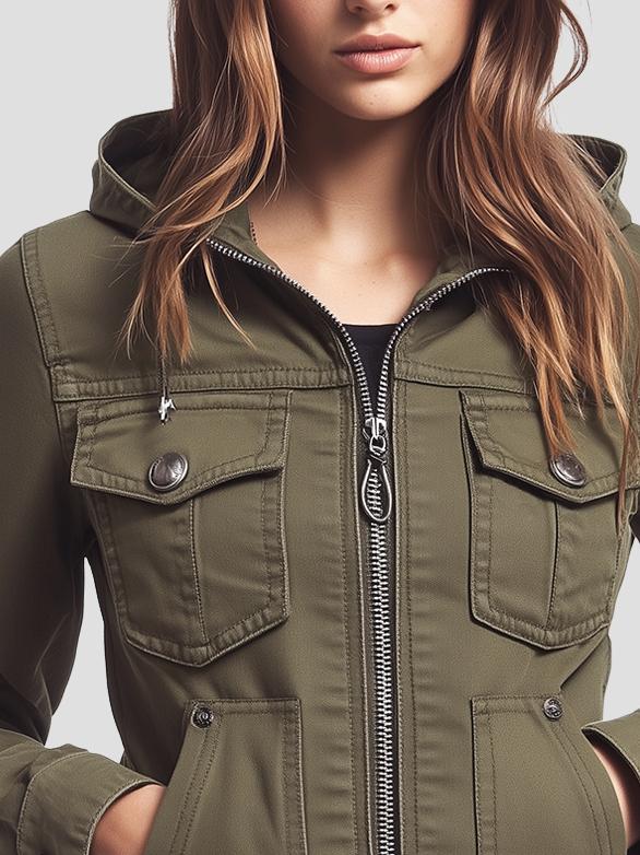 Women's Daily Functional Canvas Hooded Jacket