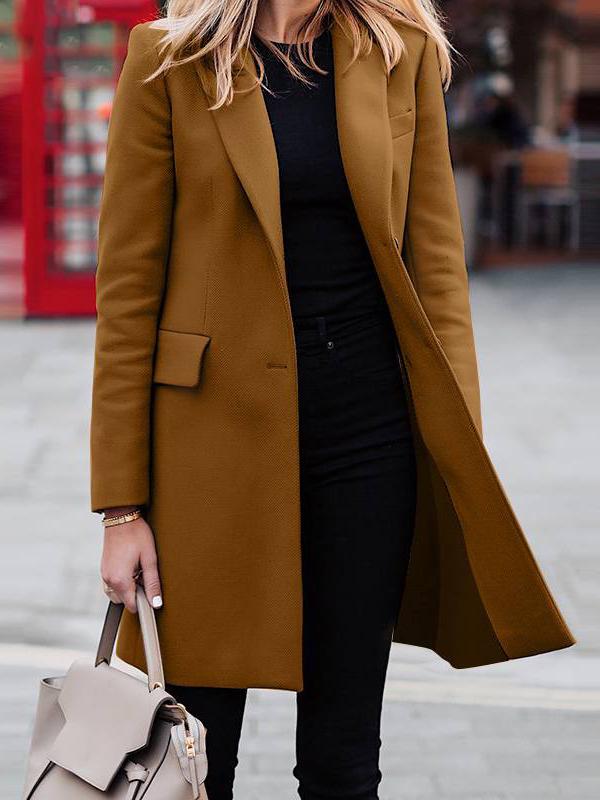 Minimalist Single-breasted Mid-length Wool Coat