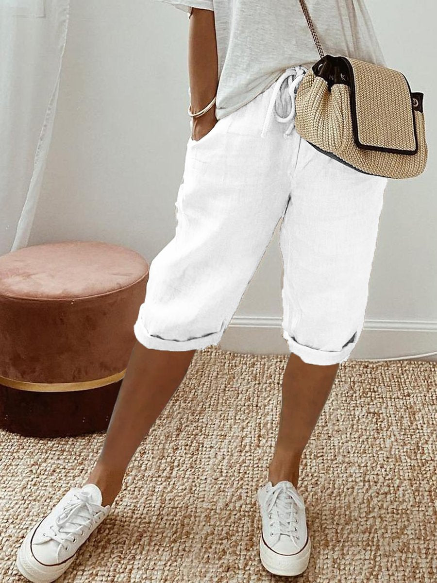 Cotton Linen Pocket Casual Shorts