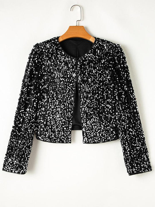 Stylish Shinning Sequine Cropped Jacket