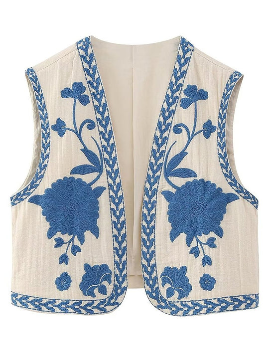 Floral Embroidered Vest