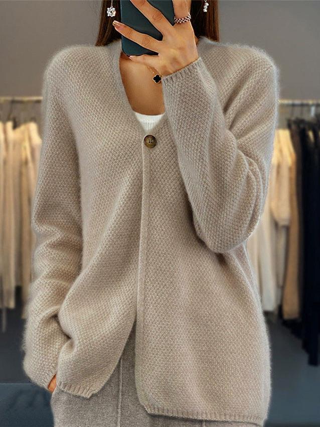 Simple V-neck Knited Cardigan Sweater