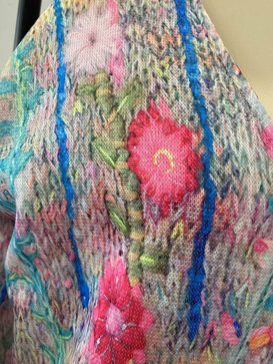 Faux Knitted Printed Cardigan