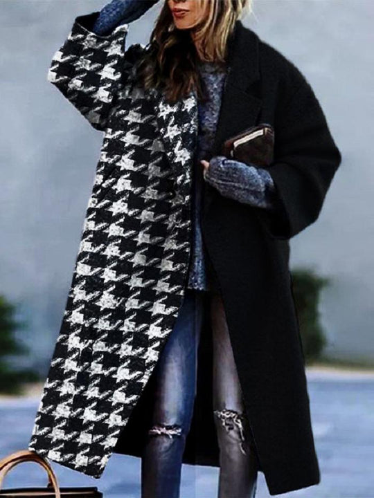 Classic Plaid Pattern Mid-length Woolen Coat