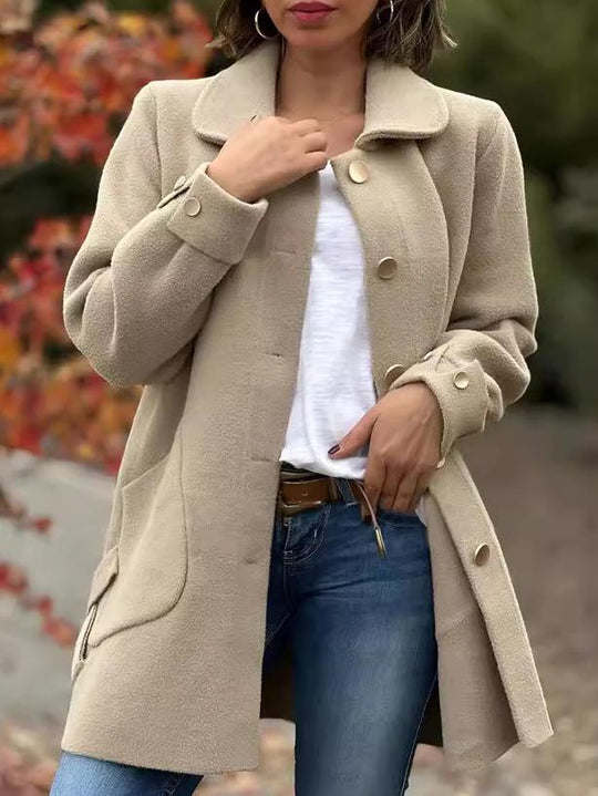 Elegant Bowknot Single-breasted Woolen Coat