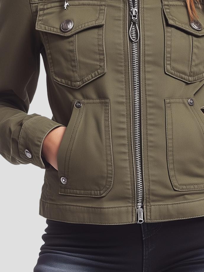 Women's Daily Functional Canvas Hooded Jacket