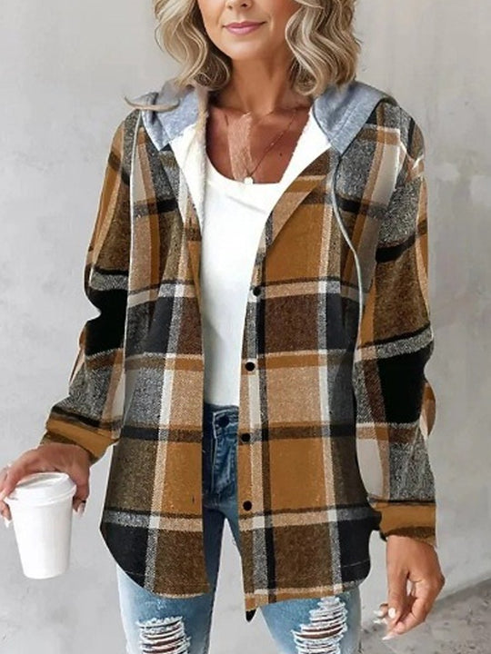 Women's Plaid Fleece Hooded Sweatshirt