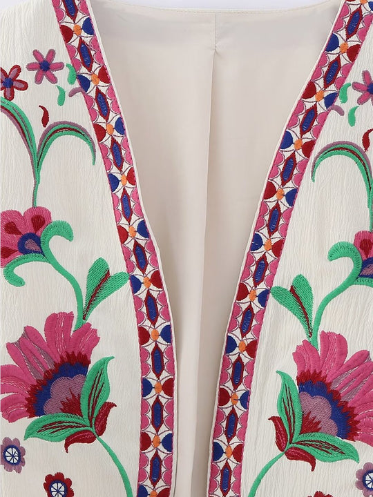 Casual Floral Embroidered Vest