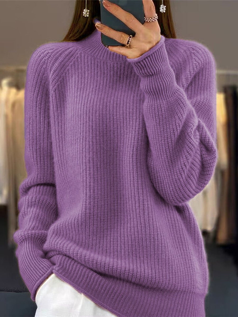 Turtleneck Solid Color Knitted Sweater