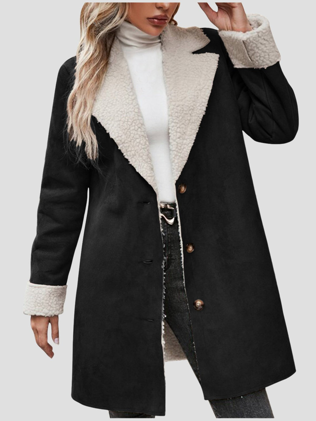 Casual Lapel Thickened Warm Fleece Lined Long Coat