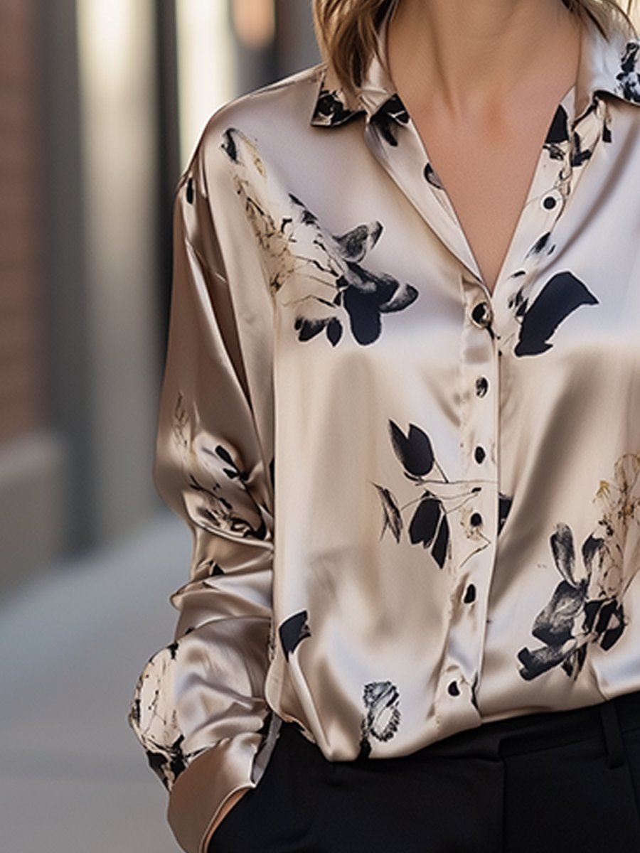 Satin Serenity Printed Blouse