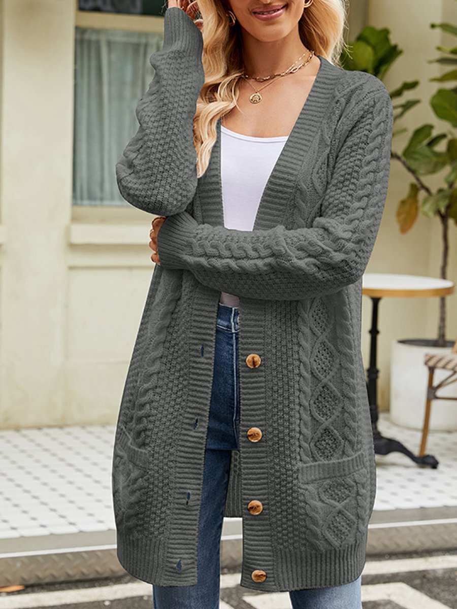 Cable Knit V-Neck Cardigan