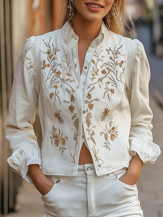 Ivory Elegance Embroidered Shirts