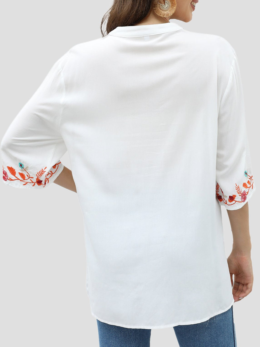 Chic Handmade Embroidered V-neck Loose Blouse