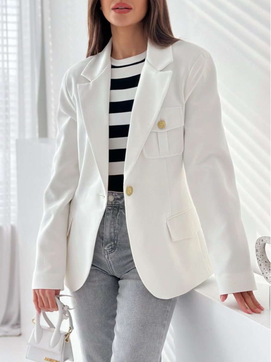 Long Sleeve Button Pocket Blazer