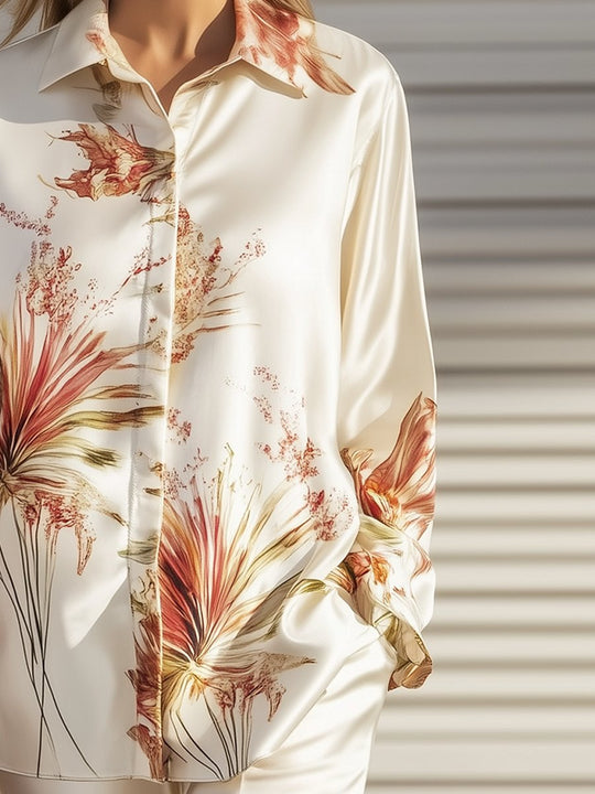 Sunset Bloom Satin Blouse