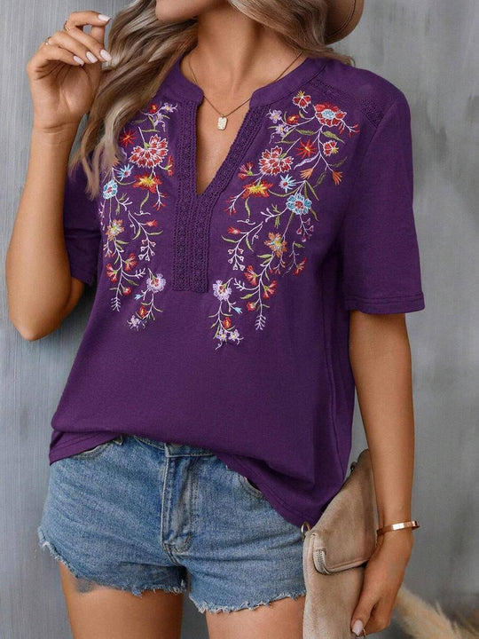 Ethnic Embroidered Lace Tirm Patchwork Top