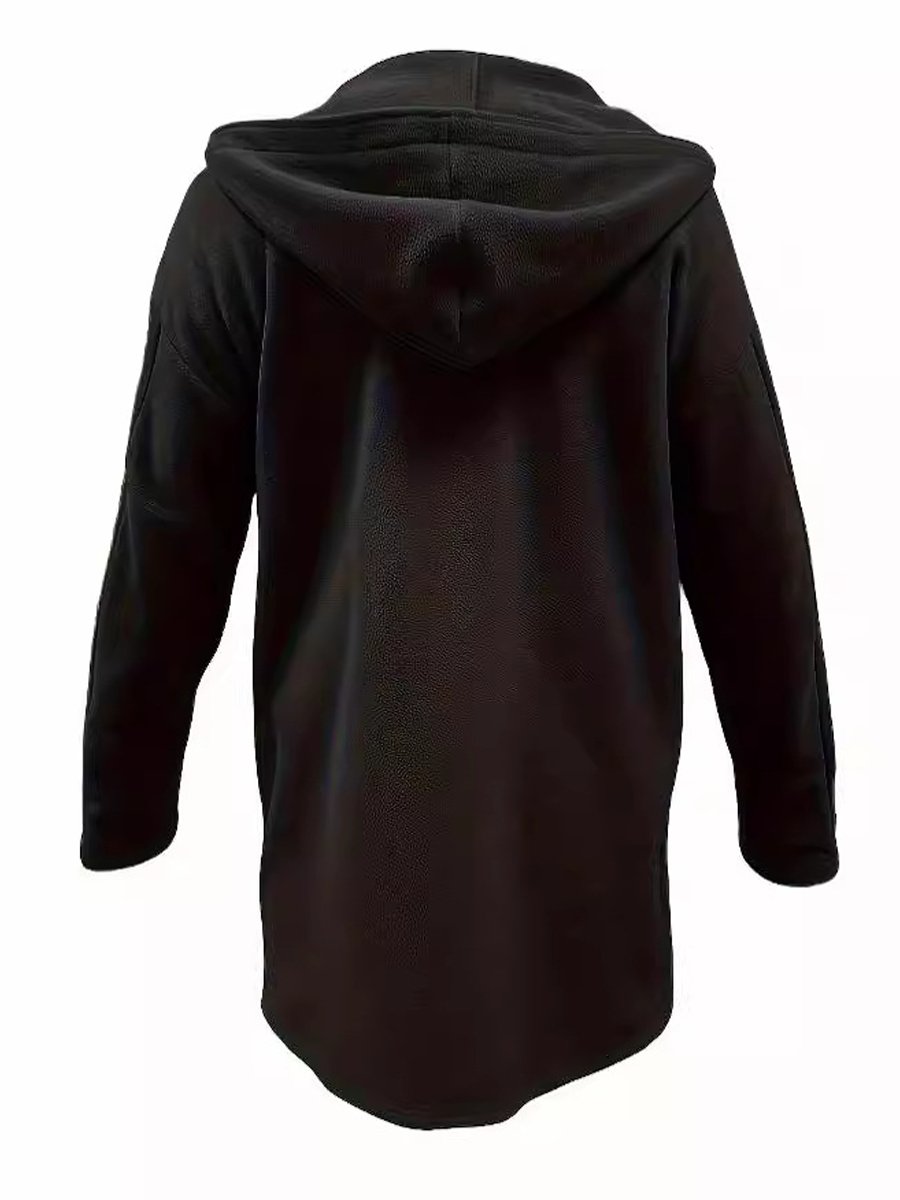 Long Sleeved Hooded Woolen Casual Coat