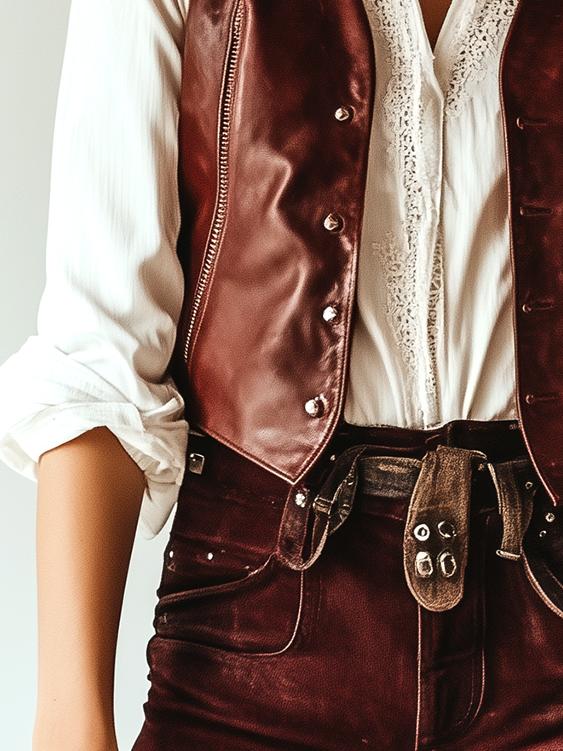 Vintage All-match Button Down Leather Waistcoat